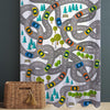 City Road Map Sheer Curtain for Kids Room, Lightweight Traffic Car Nursery Net Voile, Kids Room Window Drapes, Machine Washable
