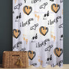 I love you Sheer Curtain for Kids Room, Lightweight Hearts Nursery Net Voile, Kids Room Window Drapes, Machine Washable