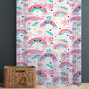 Cute Pink Rainbow Star Sheer Curtain for Girls Kids Room, Lightweight Stars Nursery Net Voile, Kids Room Window Drapes, Machine Washable