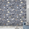 Gray Moon Sheer Curtain for Kids Room, Lightweight Clouds Stars Nursery Net Voile, Kids Room Window Drapes, Machine Washable