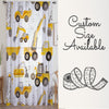 Yellow Construction Equipment Sheer Curtain for Kids Room, Lightweight Bulldozer Truck Nursery Net Voile, Kids Room Window Drapes