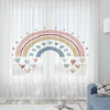 Boho Hearts Rainbow Sheer Curtain for Kids Room, Lightweight Pastel Color Baby Nursery Net Voile, Kids Room Window Drapes