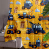 Yellow Construction Equipment  Sheer Curtain for Kids Room, Lightweight Work Machine Nursery Net Voile, Kids Room Window Drapes
