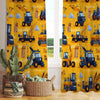 Yellow Construction Equipment  Sheer Curtain for Kids Room, Lightweight Work Machine Nursery Net Voile, Kids Room Window Drapes