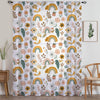 Boho Colorful Rainbow Sheer Curtain for Kids Room, Lightweight Floral Flowers Nursery Net Voile, Kids Room Window Drapes