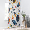 Space Galaxy Planet Stars Sheer Curtain for Kids Room, Lightweight Spaceship Rocket Nursery Net Voile, Kids Room Window Drapes