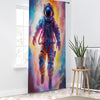 Astronaut Sheer Curtain for Kids Room, Lightweight Colorful Space Nursery Net Voile, Kids Room Window Drapes