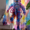 Astronaut Sheer Curtain for Kids Room, Lightweight Colorful Space Nursery Net Voile, Kids Room Window Drapes
