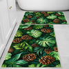 Pinecone Bath rug with palm leaves, Quick Dry Bathroom Mat, Soft Washable Botanic Toilet Mat, Modern Bathroom Decor, Green Toilet Rug