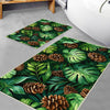 Pinecone Bath rug with palm leaves, Quick Dry Bathroom Mat, Soft Washable Botanic Toilet Mat, Modern Bathroom Decor, Green Toilet Rug