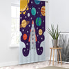 Planet Spaceship Sheer Curtain for Kids Room, Lightweight Sun Stars Moon Nursery Net Voile, Baby Room Window Drapes,