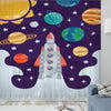 Planet Spaceship Sheer Curtain for Kids Room, Lightweight Sun Stars Moon Nursery Net Voile, Baby Room Window Drapes,