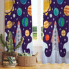Planet Spaceship Sheer Curtain for Kids Room, Lightweight Sun Stars Moon Nursery Net Voile, Baby Room Window Drapes,
