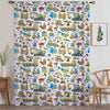 Construction Machines  Sheer Curtain for Kids Room, Lightweight Work Vehicles Truck Bulldozer Nursery Net Voile, Baby Room Window Drapes,