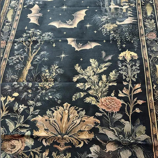 Dark Academia Mystic Bat Rug Woodland Gothic Area Rug | Enchanted Forest Bat Lover Nature Rug Dark Cottagecore Decor, Funky Moody Rug
