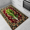 Wasabi Plant Rug, Boho Floral Vegetables Rug for Kitchen, Floral Decor, Green Maximalist Botanical Accent, Chenille Washable Rug