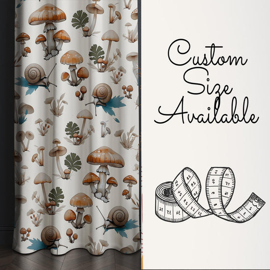 kids room curtains, mushroom theme decor, forest animal decor, custom size drapes, kids room ideas, nursery window decor, snail print curtains, nursery curtains, mushroom curtains, woodland drapes