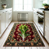 Wasabi Plant Rug, Boho Floral Vegetables Rug for Kitchen, Floral Decor, Green Maximalist Botanical Accent, Chenille Washable Rug