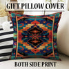 Colorful Southwestern tribal chenille rug featuring bold turquoise, orange, red, and black geometric patterns, washable with non-slip recycled cotton backing.