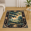 french tapestry rug, victorian border, vintage landscape rug, chenille rug, washable carpet, antique style rug, pastoral scene, non slip rug, shabby chic decor, european design rug, classic home decor, wall tapestry rug, countryside view rug