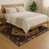 Bohemian Floral Medallion Rug - Washable Chenille Carpet with Oriental Border - Vintage Style Non-Slip Area Rug for Living Room