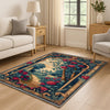 French Victorian chenille rug with ornate floral and grapevine design, antique-style border, washable non-slip backing, perfect for vintage home decor.