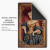 victorian rug, french tapestry, lady portrait, antique carpet, chenille rug, oriental border, classic decor, vintage rug, washable rug, european art, noble lady, elegant carpet, wall hanging