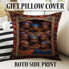 Artistic African-inspired portrait illustration with vibrant headwraps and jewelry, framed by an oriental-style rug border, washable non-slip chenille surface.