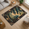 french tapestry rug, victorian border, vintage landscape rug, chenille rug, washable carpet, antique style rug, pastoral scene, non slip rug, shabby chic decor, european design rug, classic home decor, wall tapestry rug, countryside view rug
