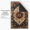 Bohemian Floral Medallion Rug - Washable Chenille Carpet with Oriental Border - Vintage Style Non-Slip Area Rug for Living Room