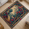 French Victorian chenille rug with ornate floral and grapevine design, antique-style border, washable non-slip backing, perfect for vintage home decor.