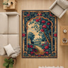 French Victorian chenille rug with ornate floral and grapevine design, antique-style border, washable non-slip backing, perfect for vintage home decor.