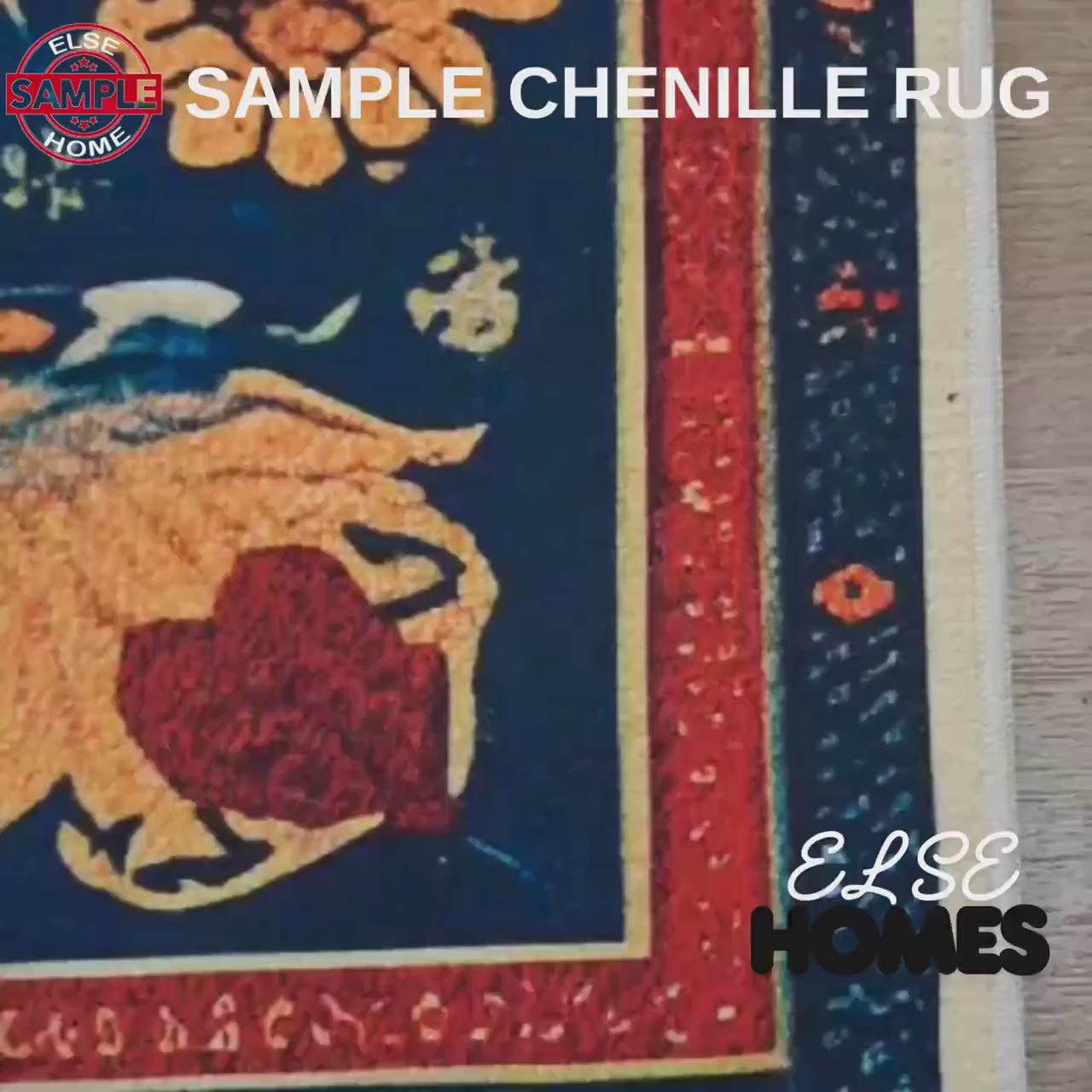 Magpie Rug with Rose Floral Design, Washable Cottagecore Decorative Carpet, Unique Nature & Bird Accent, Chenille Washable Rug